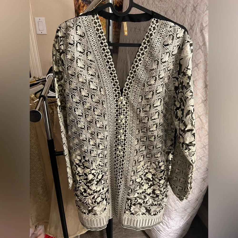 Black and White Desi Kurta - Picture 1 of 6